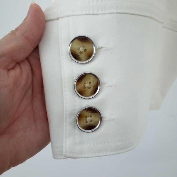 Rafaella White Crop Pants Cotton Spandex Button Detail 12 - Picture 3 of 8